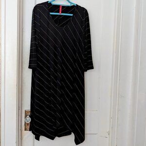 IC by Connie K Asymmetrical Hem Dress Striped Black Size XL